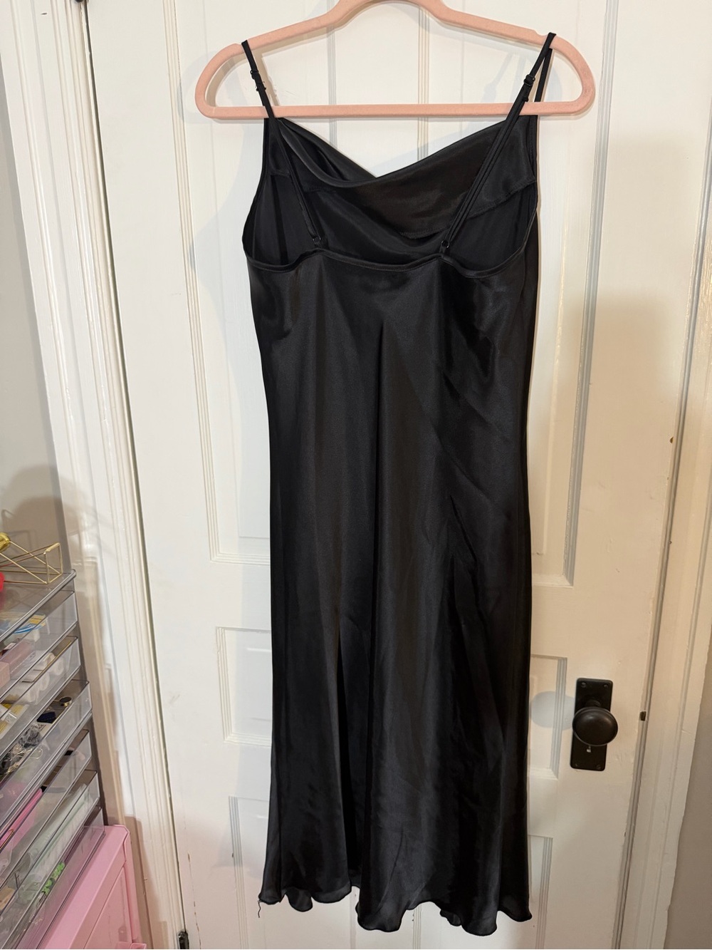 bebe Black Slip Midi Dress with Cowl Neck - Picture 2 of 3